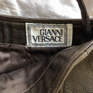 Vintage Gianni Versace brown leather skirt